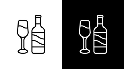 Wine Glass With Icon Set Design