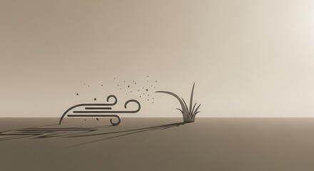 Minimalist Depiction Of Wind And Grass: A Symbolic Representation of Nature's Elements