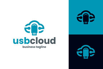 usb cloud technology logo vector