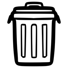 doodle trash can illustration hand drawn outline vector