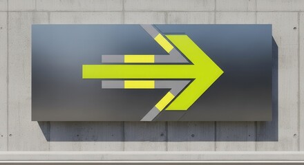 Modern Directional Sign Illuminated on Concrete Wall Showing Directional Guidance and Information