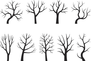 Obraz premium Collection of Bare Tree Silhouettes branches