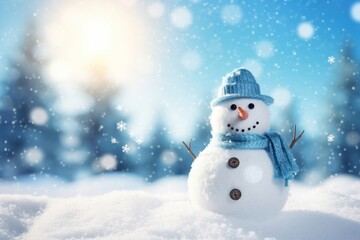 Fototapeta premium Snowman outdoors winter nature.