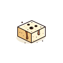 A stylized confectionary cube with drizzles an enticing treat visual design delightful sweet