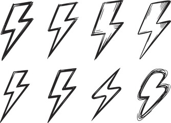 Lightning Bolt Icons Set drawn vector