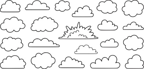Fototapeta premium Outline Cloud Shapes and Explosion Graphic drawn vector