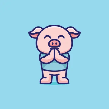 Simple The Pig Greets cartoon vector illustration Pig and Deer concept icon isolated