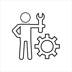 repairman icons. simple line vector