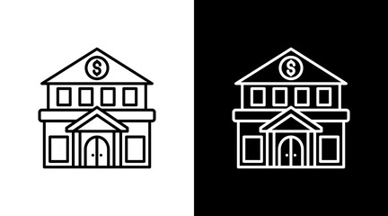 Bank With Icon Set Design