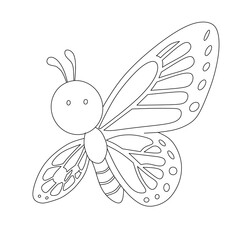 Cute Butterfly Line Art in Vector Style for Coloring Pages