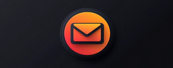 Modern email icon with minimalist design on dark background