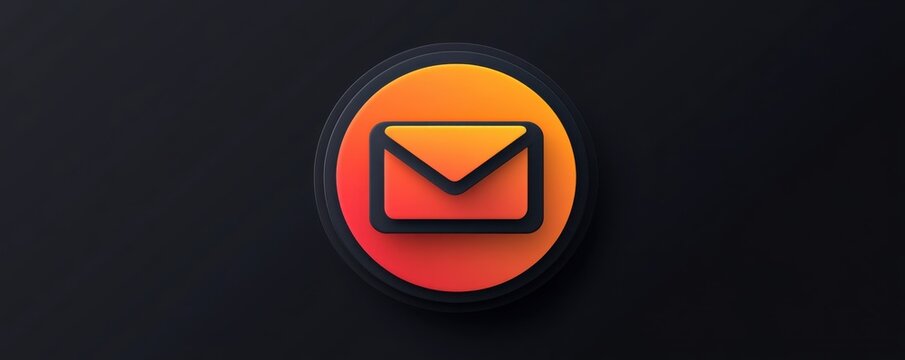 Modern email icon with minimalist design on dark background