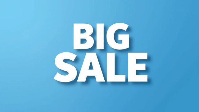 Big Sale Announcement with Blue Background and White Text.