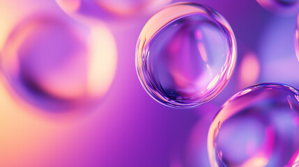 Modern abstract background with purple and pink gradients, 3D glass fluid shapes, futuristic creative innovation concept with copy space. Generative AI.