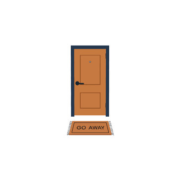 Conceptual entrance illustration presenting closed door with doormat suggesting privacy with a