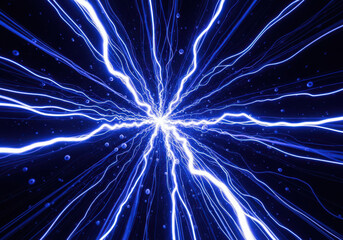 Blue electric lightning streaks radiating energy, power, and data flow