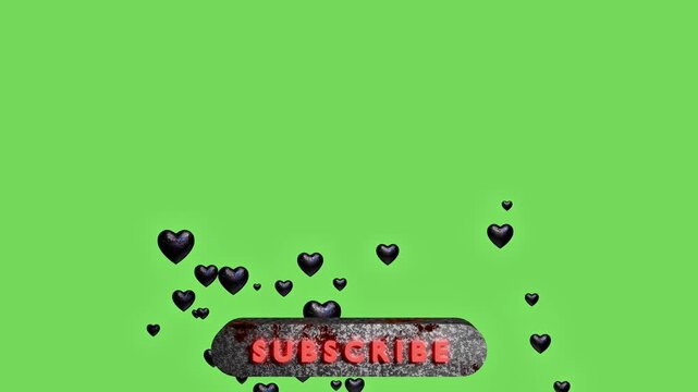 Sci Fi Subscribe Button, green screen, transparent background. Alpha Channel.