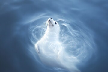 Obraz premium Enchanting selkie transformation: a mythical seal emerges from mystical waters