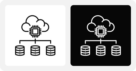 Ai Cloud Computing   Dual Monochrome Icon Set