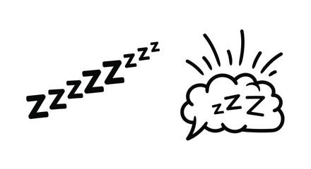 Cartoon illustration of a sleeping head and dream cloud with zzz symbols