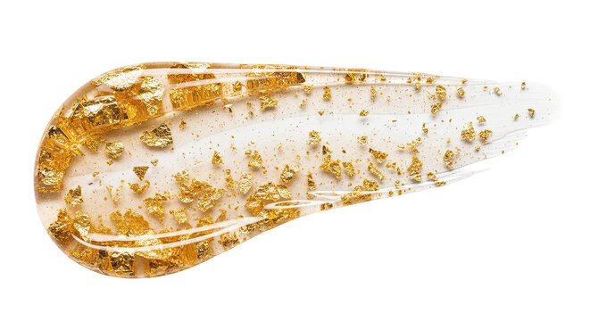 Gold foil infused gel smear shimmering streak on spotless white
