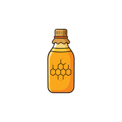 Golden nectar bottle illustration with honeycomb pattern exudes natural sweetness and culinary use