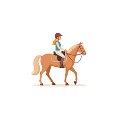 Graceful equestrian rider astride a beautiful palomino horse demonstrates the harmony of sport and