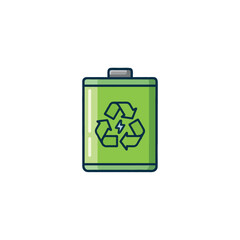 Green battery illustration showcasing sustainability, environmental consciousness, and responsible