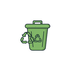 Green recycle bin symbolizes environmental responsibility and sustainable waste management