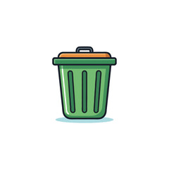 Green recycling bin illustration with orange lid represents eco conscious disposal and ecological