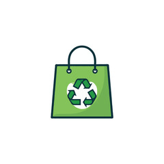 Green shopping bag with recycling symbol promoting environmental conservation and sustainable