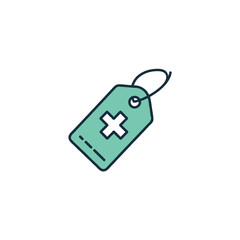 Healthcare promotional tag design featuring plus symbol element ideal for marketing campaigns and