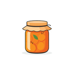 Homemade peach preserves in a glass jar, a delightful fruity treat preserved for later enjoyment,