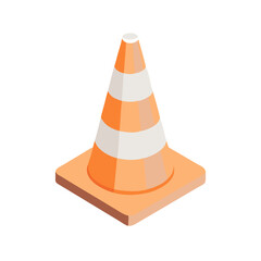 Orange plastic safety traffic cone symbol isolated on white background for road construction warning and danger attention