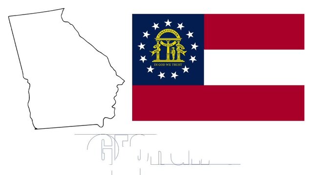 Georgia flag and map animated video