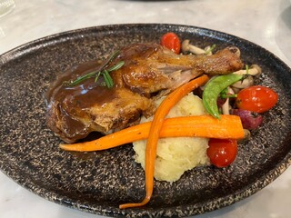 Grilled chicken steak with vegetables