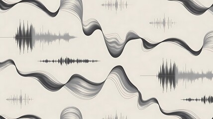 Dynamic audio waves and waveforms in stunning grayscale create a modern soundscape for music production and creative design projects