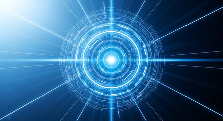 Abstract digital technology concept with blue lines and circles, representing data and connectivity for advanced innovation