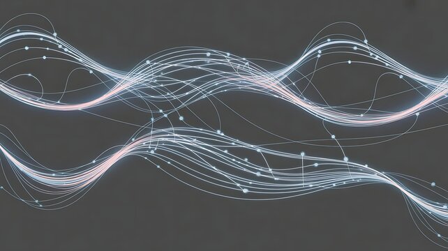 Elegant flowing network connections symbolizing digital transformation and modern technology advancements for a dynamic and sleek design element background