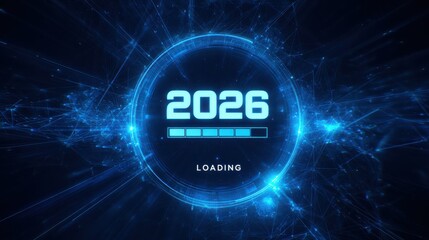 Year 2026 loading screen future technology countdown concept