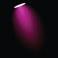 Magenta spotlight beam shining from above on a stage or abstract background