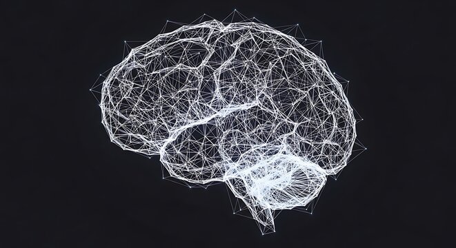 Conceptual network of brain activity and neural connections represented in a digital illustration on a dark background