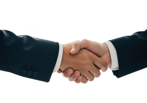 Business people shaking hands isolated on transparent background after successful deal