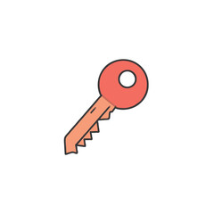 Isolated whimsical key illustration suggesting security access unlocking protection or entering a