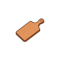 Isometric view illustration of a wooden cutting board, a minimalist design suitable for culinary