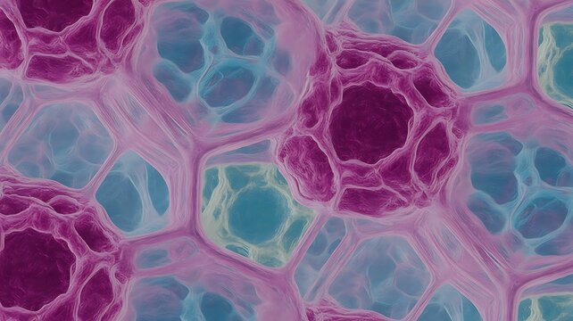 Explore vibrant cellular structures with intricate details, perfect for scientific research and educational presentations on molecular biology and innovative design.