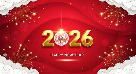 Happy new year 2026 celebration banner with festive design