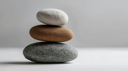 smooth stones stacked vertically in a minimalist zen arrangement.