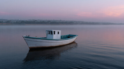 Naklejka premium Boat on the lake.