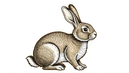 Obraz premium Rabbit illustration drawing animal hare bunny wildlife easter pet cute mammal vector art design 100 on transparent background